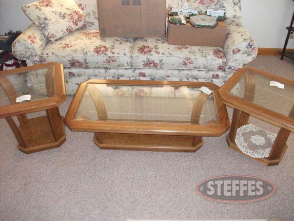 Glass Top Coffee Table & 2 End Tables